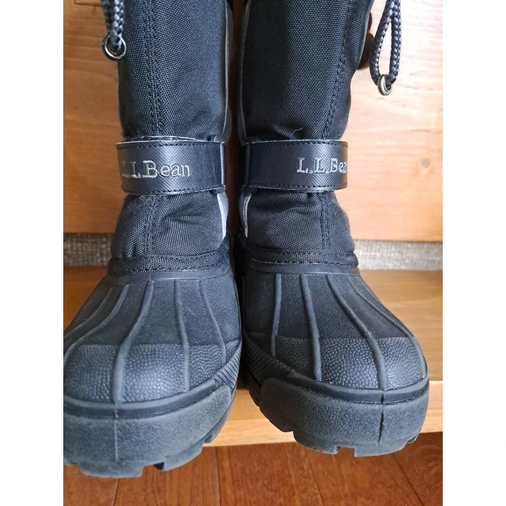 L.L. Bean Kid's Northwoods Snow Boots 12 Black Gray Waterproof Removable Liners